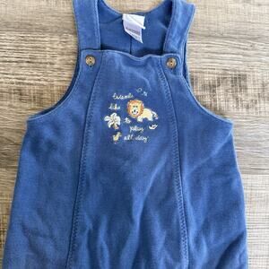 Vtg Disney Lion Overalls Blue Baby 18 Months Blue Bib Y2K Embroidered Retro